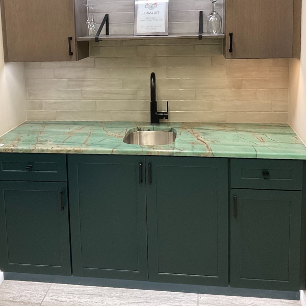 green countertops in kitchen