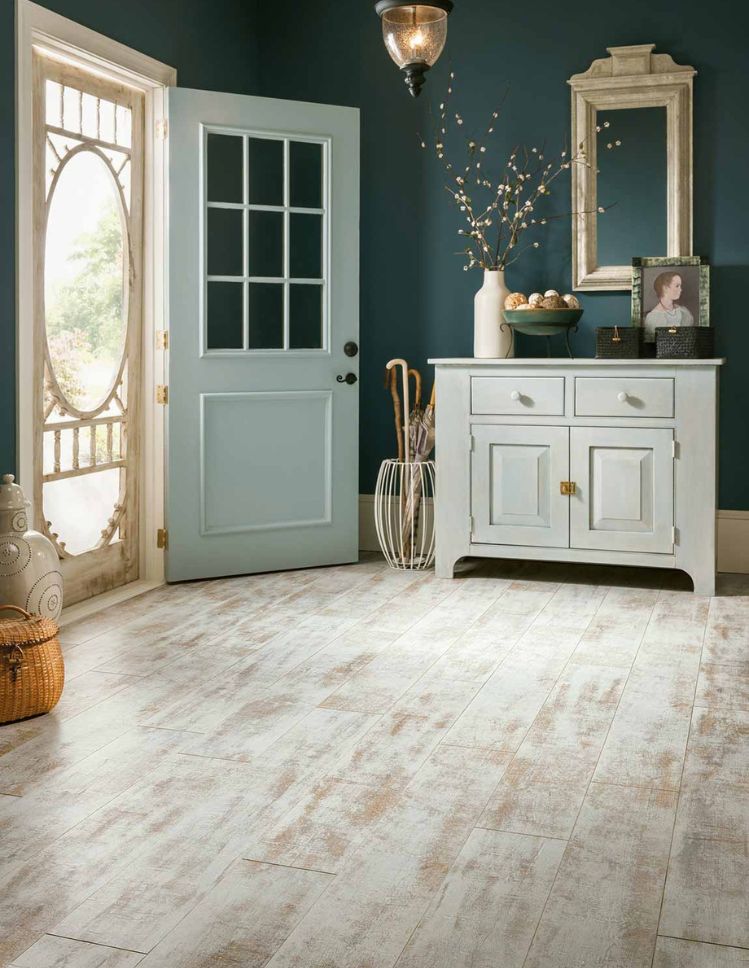 wood look laminate floors in a stylish entryway